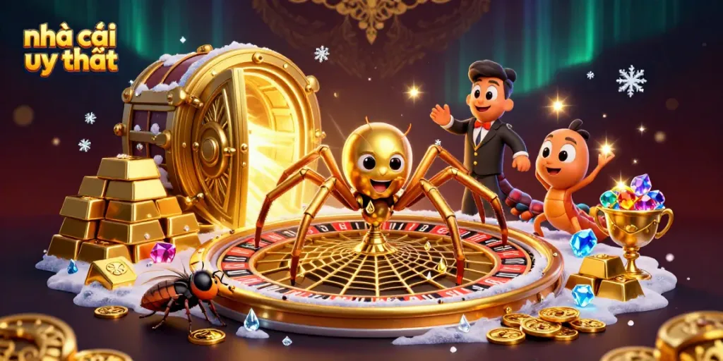Place bets at nhà cái uy tín as the golden spider weaves a roulette wheel of rewards in a vibrant online casino