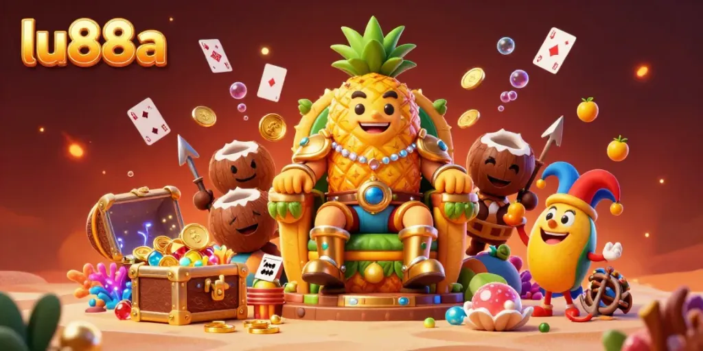 Experience the thrill of slots and jackpots at lu88a with vibrant characters and colorful gems.