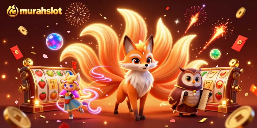 Menangkan putaran gratis di murahslot dengan keberuntungan fox sembilan ekor dan simbol slot menarik.
