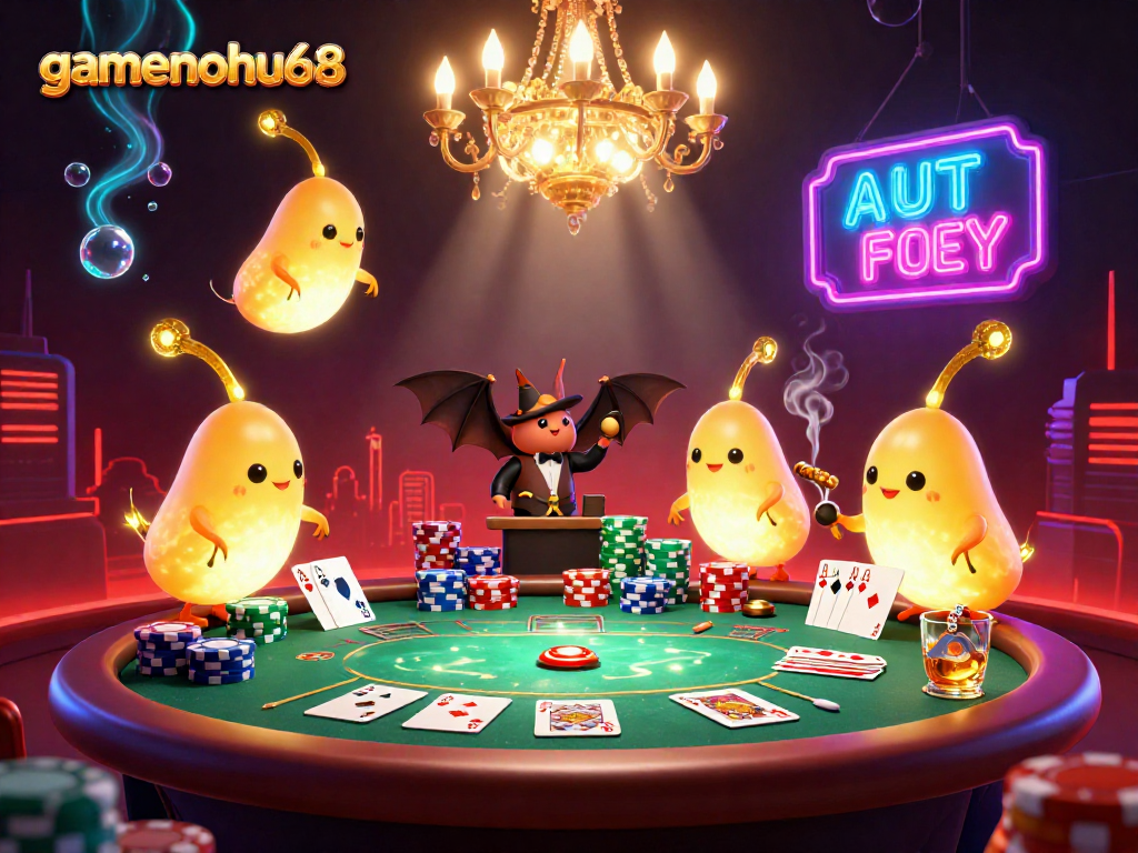Experience the excitement of gamenohu68 at a lively poker scene with vibrant glowworms lighting the way.