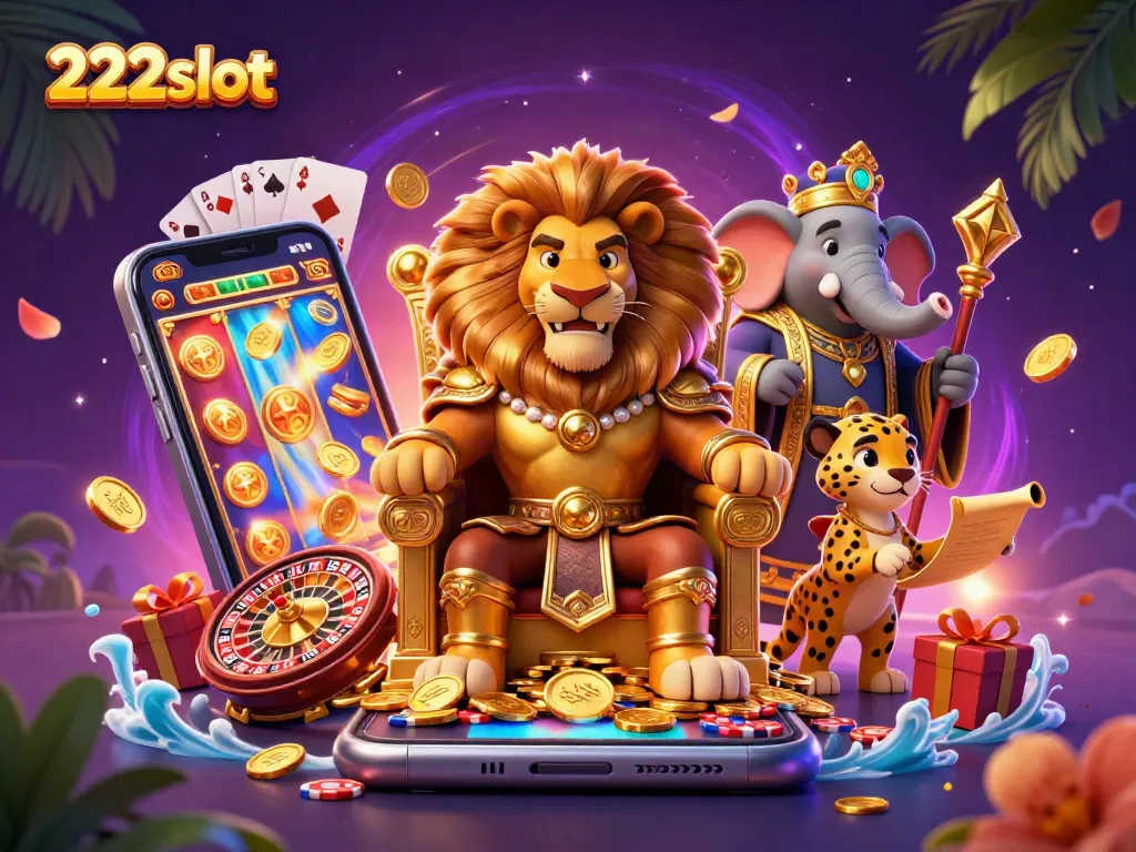 Menangkan hadiah dengan 222slot, lihat raja singa dan teman-temannya dalam aksi permainan slot.