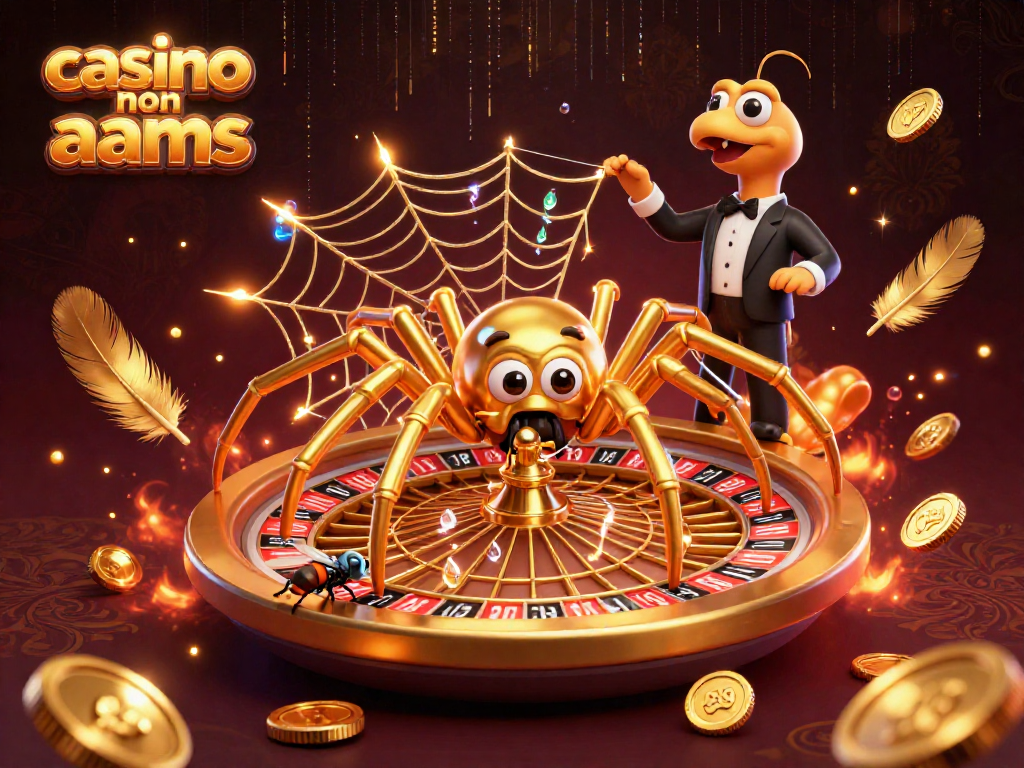 Il ragno dorato al centro simboleggia il casino non AAMS, mentre in scena si svolge un'azione vibrante di scommesse.