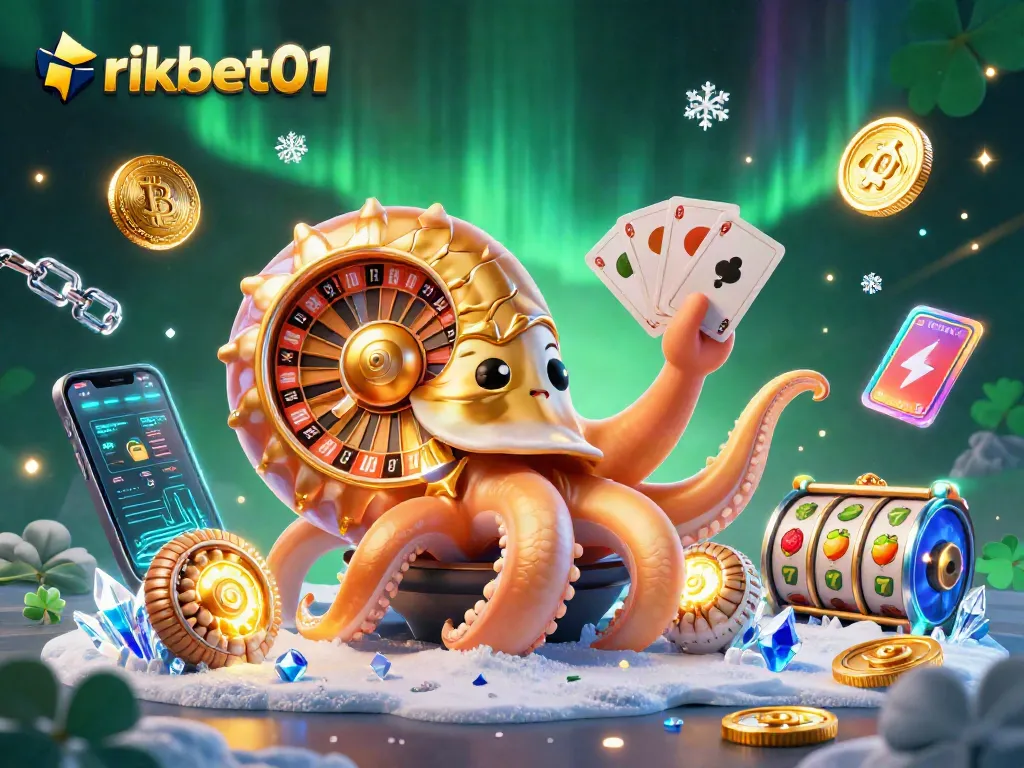Join the excitement on rikbet01 as the ancient giant nautilus spins a roulette wheel amidst vibrant cryptocurrency elements.