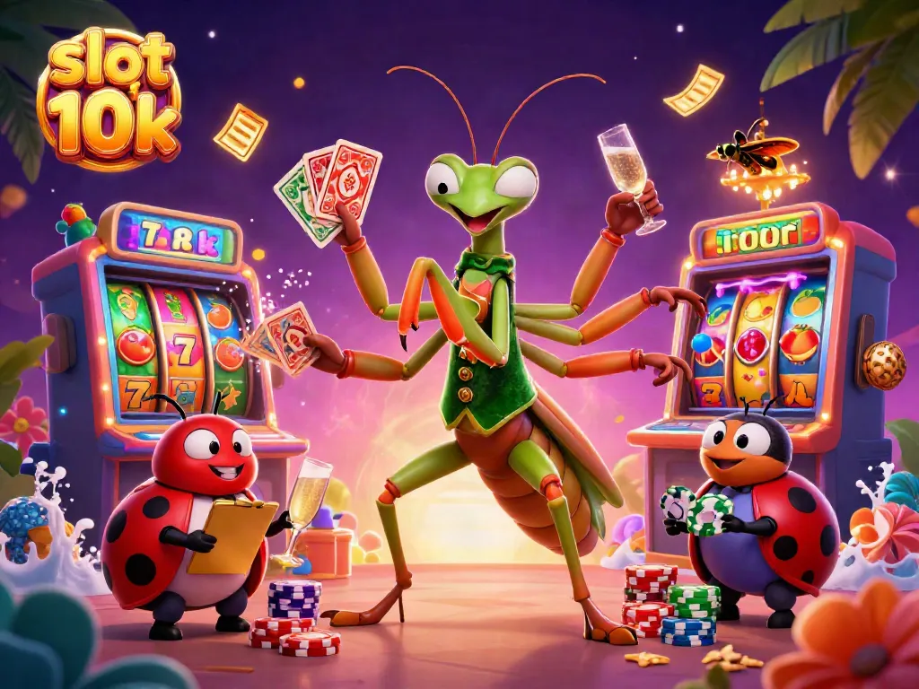 Engage with slot depo 10k excitement as a giant praying mantis dealer captivates with dynamic casino action.