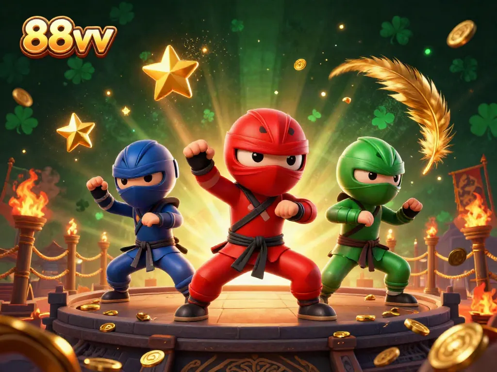 Engage in thrilling 88vv gameplay amidst ninja chameleons showcasing martial arts on a vibrant casino rooftop scene.