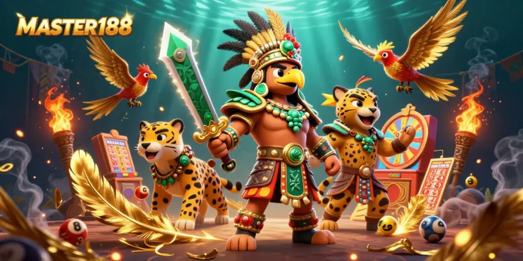 Experience thrilling lottery action with MASTER188 in a vibrant 3D illustration.