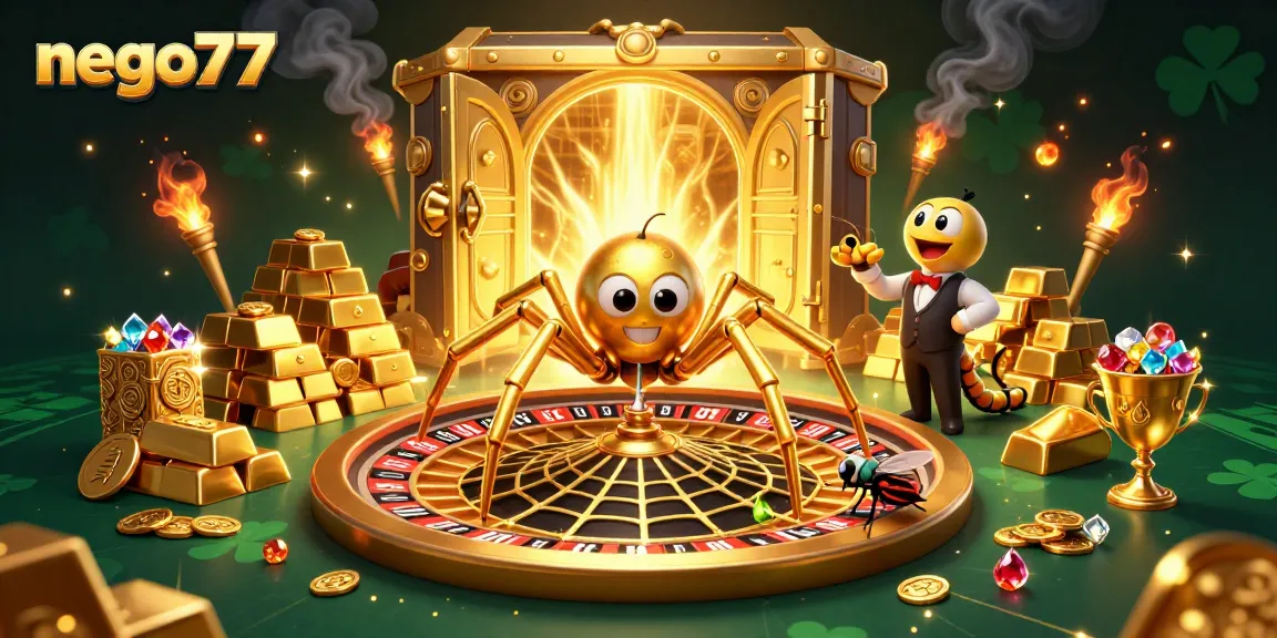 Experience thrilling gameplay with nego77 as a golden spider spins a roulette web in a casino