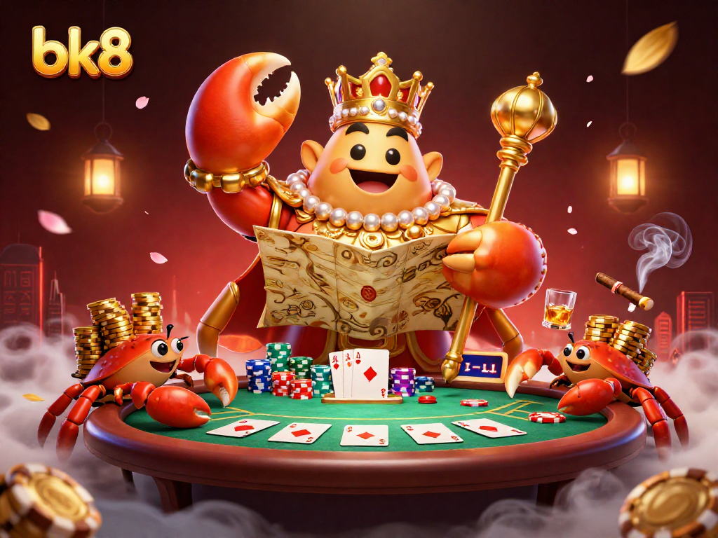 Engage in thrilling gameplay with bk8 as a golden crab emperor rules the poker arena.