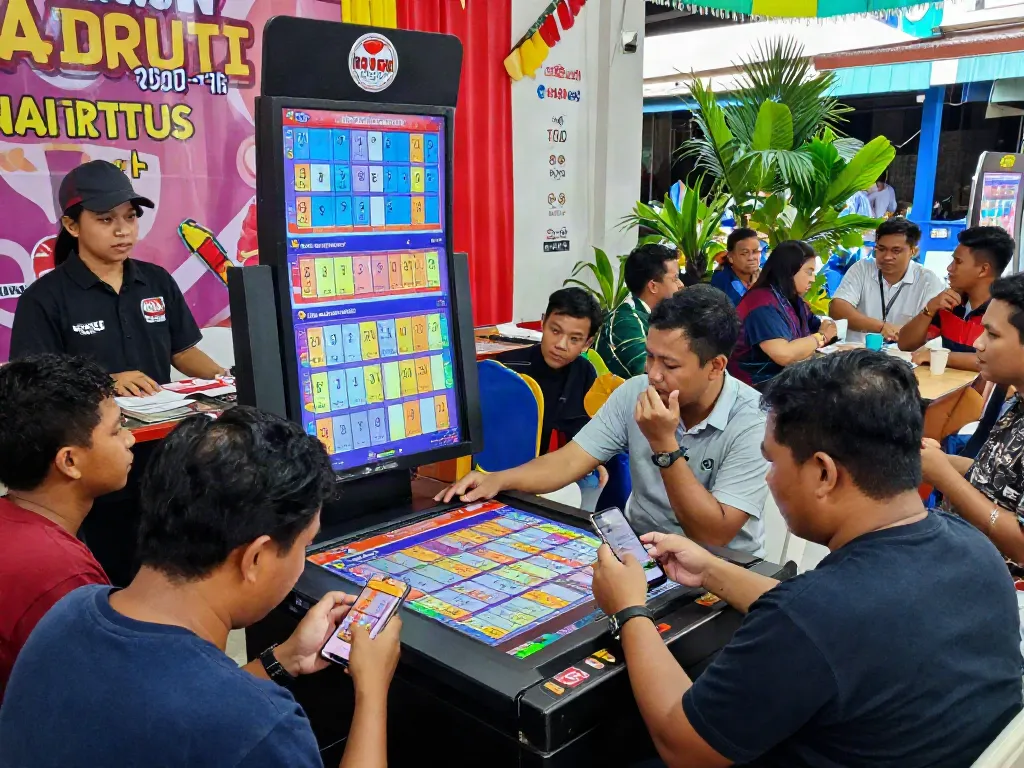 Suasana permainan lotere ratutogel dengan pemain antusias dan hasil langsung.