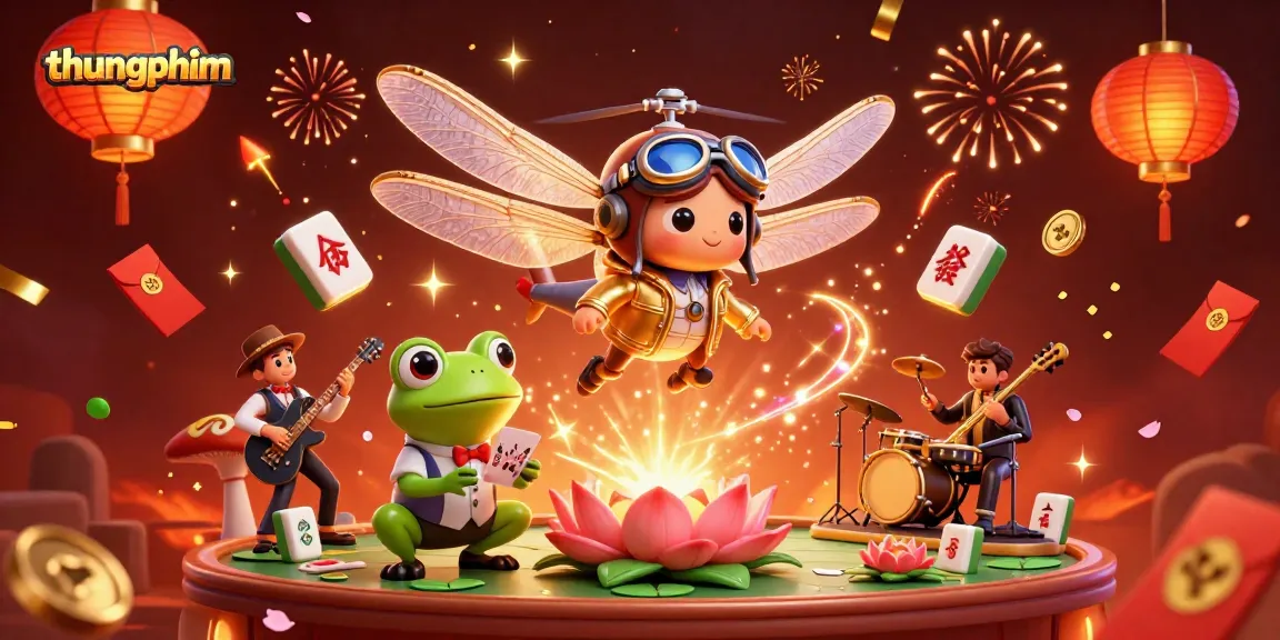 Engage with thungphim, showcasing vibrant casino action featuring a dragonfly pilot and a frog dealer.