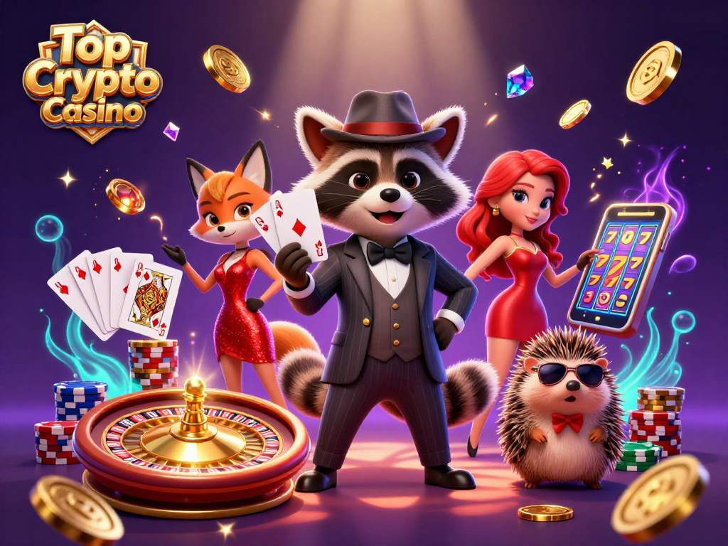 Experience excitement at the Top Crypto Casino with lively characters and vibrant game elements.