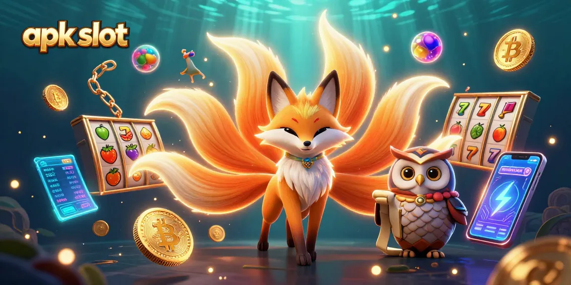 Menangkan pengalaman bermain apk slot melalui ilustrasi 3D yang penuh warna dan elemen slot.