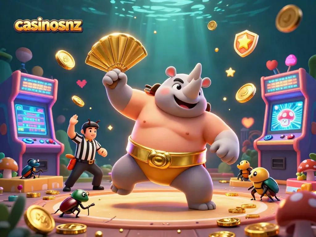 Experience thrilling action with casinosnz where the champion beetle lifts coins in a dynamic gaming scene.