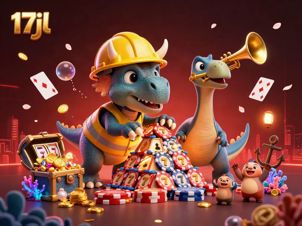 Experience the excitement of 17jl with a vibrant 3D casino scene featuring fun characters and gaming elements.