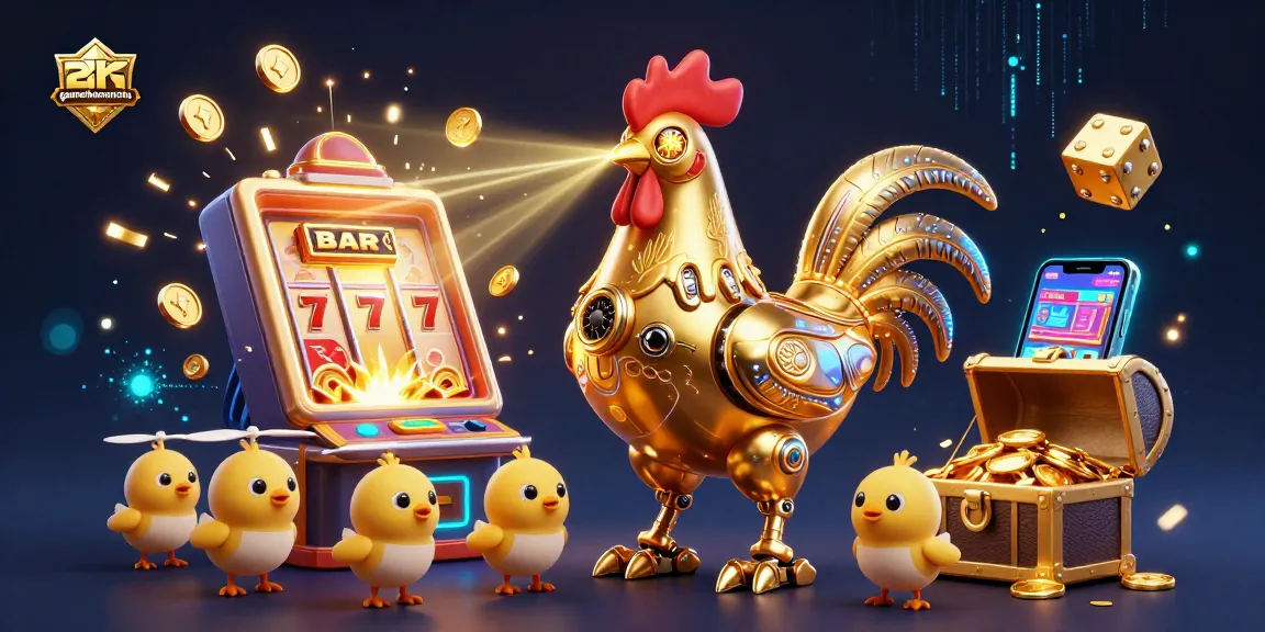 Experience gamethuongnohu with a captivating golden rooster robot and dynamic slot machine action!