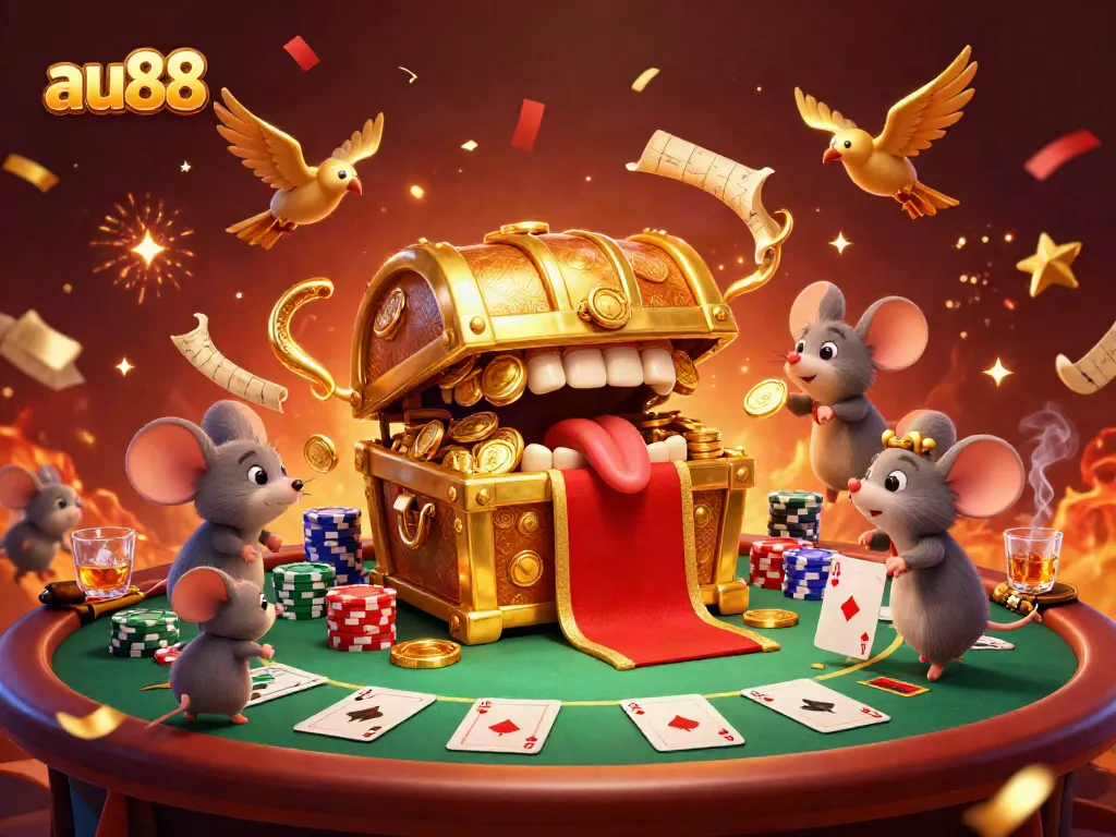 Experience excitement at au88 with cartoonish treasures, poker elements and festive dynamics.