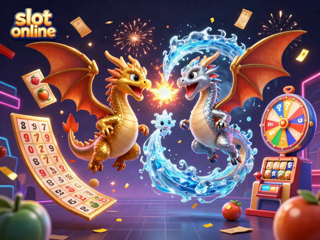 Engage with exciting slot online action featuring dragons and dynamic game symbols.
