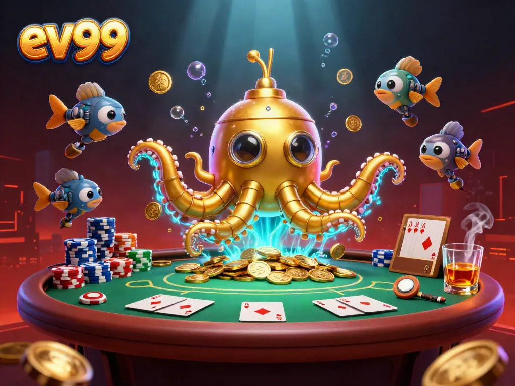 Experience thrilling gameplay with ev99 in a vibrant casino scene featuring cards and chips.