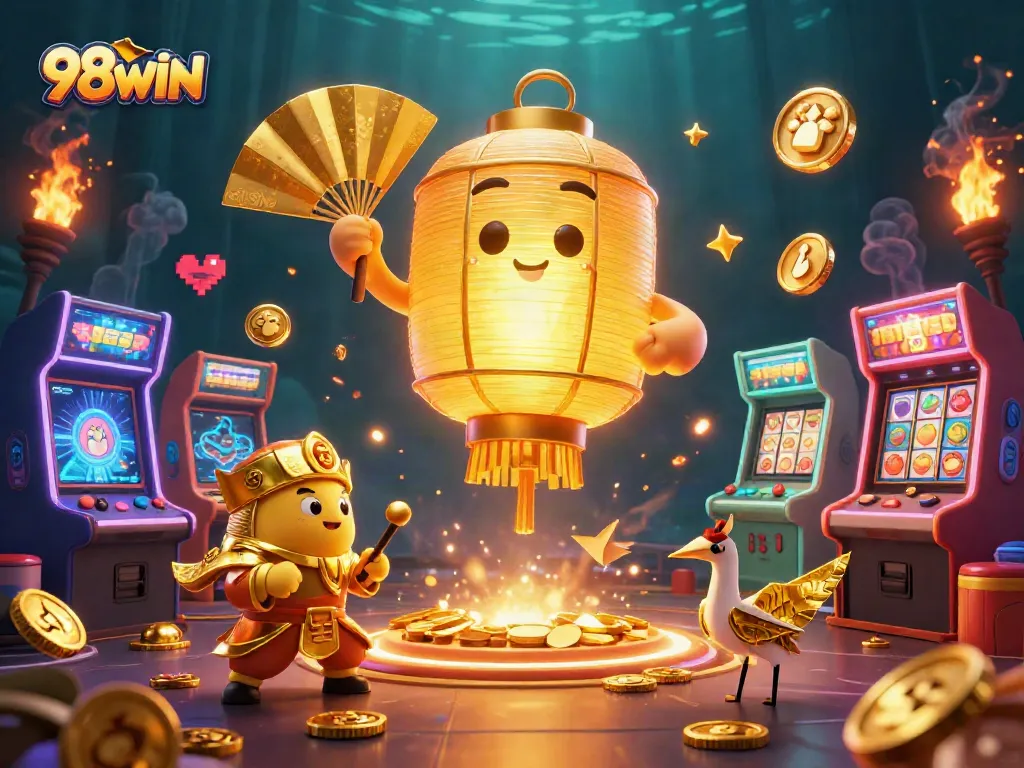 Experience thrilling gameplay at 98WIN with an enchanting 3D lantern spirit and exciting casino elements.