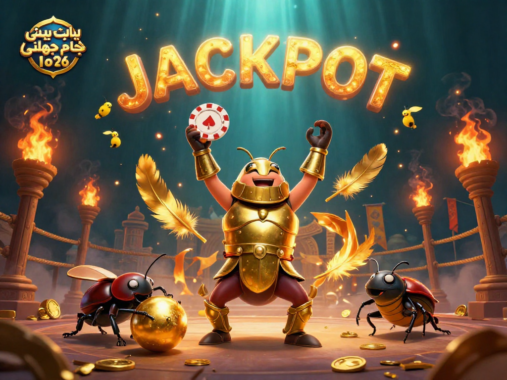 Experience thrilling predictions with سایت پیش بینی جام جهانی ۲۰۲۶ as a golden beetle champions victory in a vibrant arena.