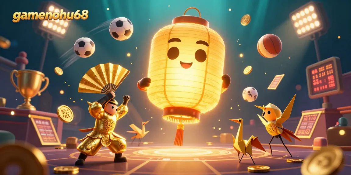 Engage with gamenohu68 as the vibrant lantern spirit illuminates the casino scene with dynamic gaming elements.