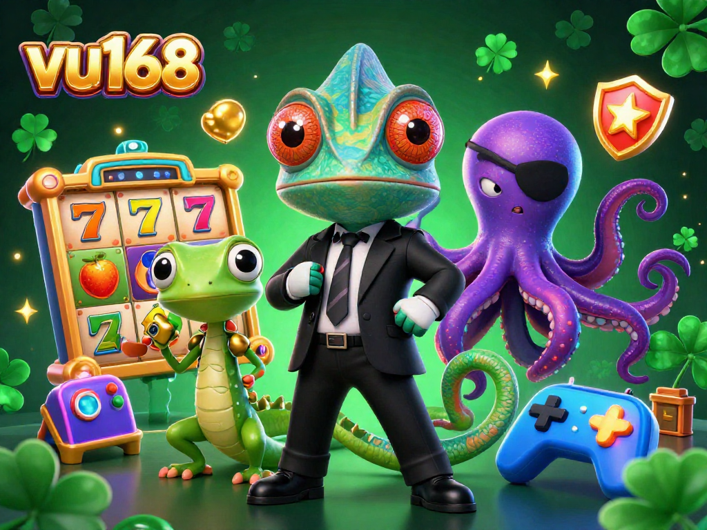 Engage with the vibrant gaming scene at vu168 featuring dynamic slots and colorful characters.