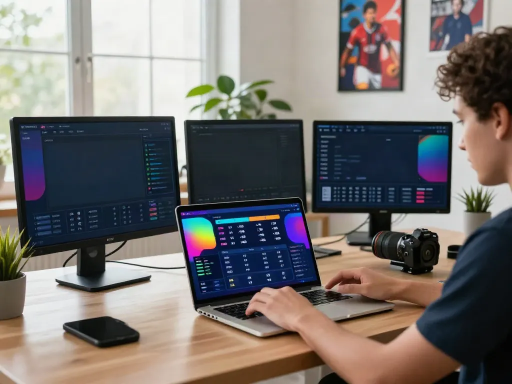 WWBOLA platform user engaging with high odds soccer betting on a vibrant laptop.