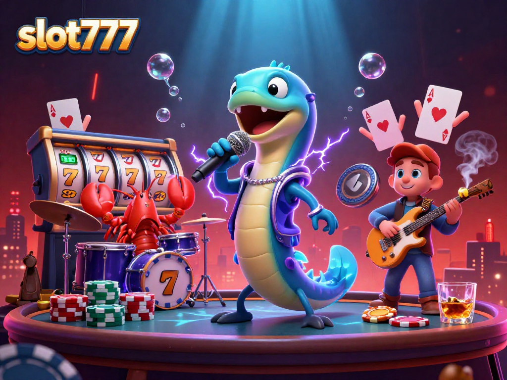 Permainan slot777 dengan karakter elektrik belut DJ dan band di kasino bawah laut