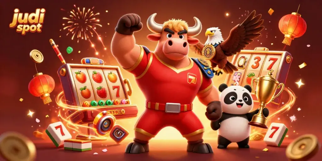 Experience thrilling judi slot action with winning characters and festive elements.