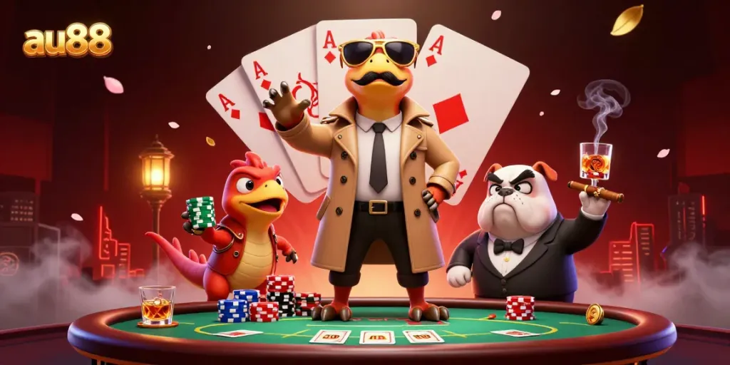 Raptors in a trench coat trying to bluff their way into the au88 casino VIP lounge