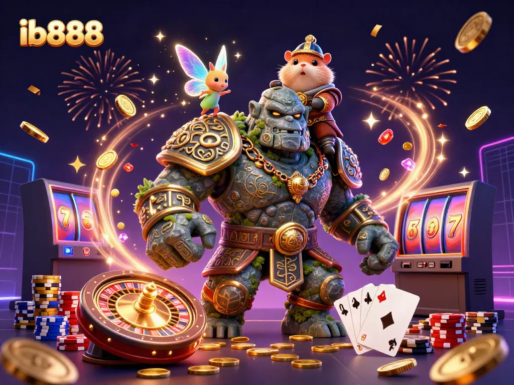 ภาพการ์ตูน 3D ของการเข้าสู่ระบบ ib888 พร้อมเงินรางวัลและคาสิโนออนไลน์ที่มีเสน่ห์