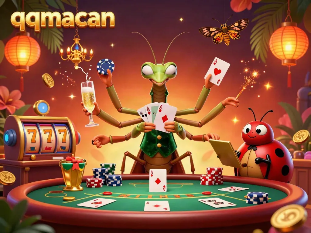 Experience thrilling gameplay with qqmacan in a vibrant casino scene filled with dynamic card action and celebrating wins.