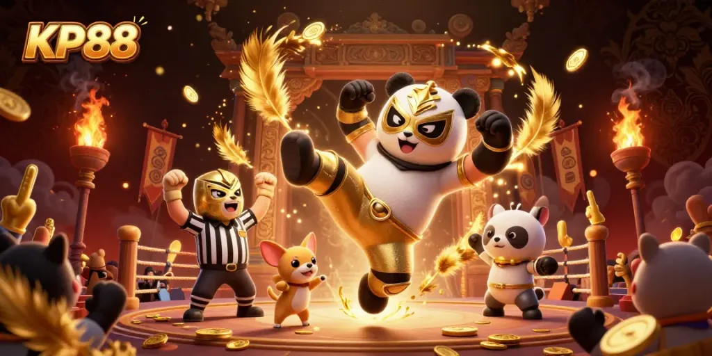 Experience gaming excitement with KP88 at a dynamic 3D wrestling-themed casino.