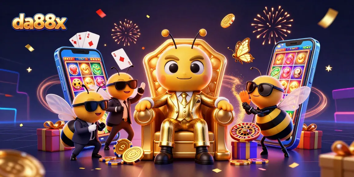 Engage in exciting gameplay with da88x, featuring a buzzing bumblebee mob boss amid a vibrant casino scene.